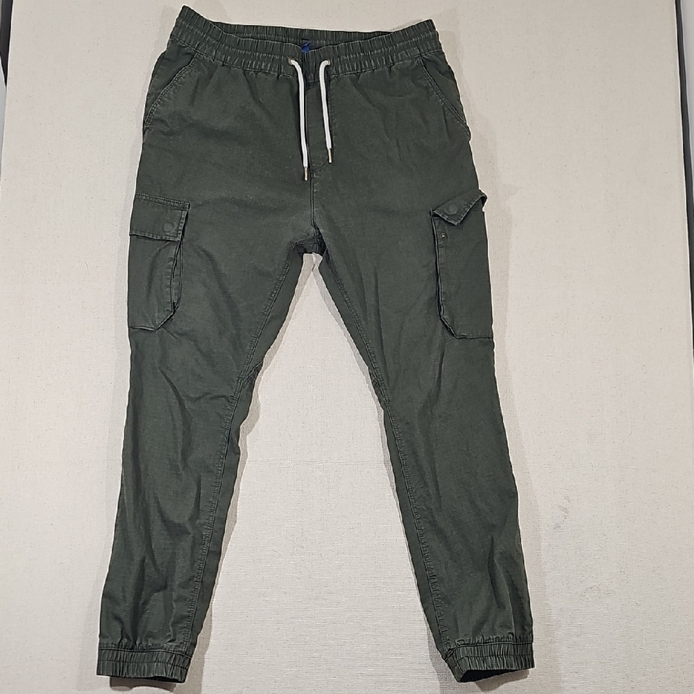 H&M Olive Green Cargo Joggers with Drawstring Waist